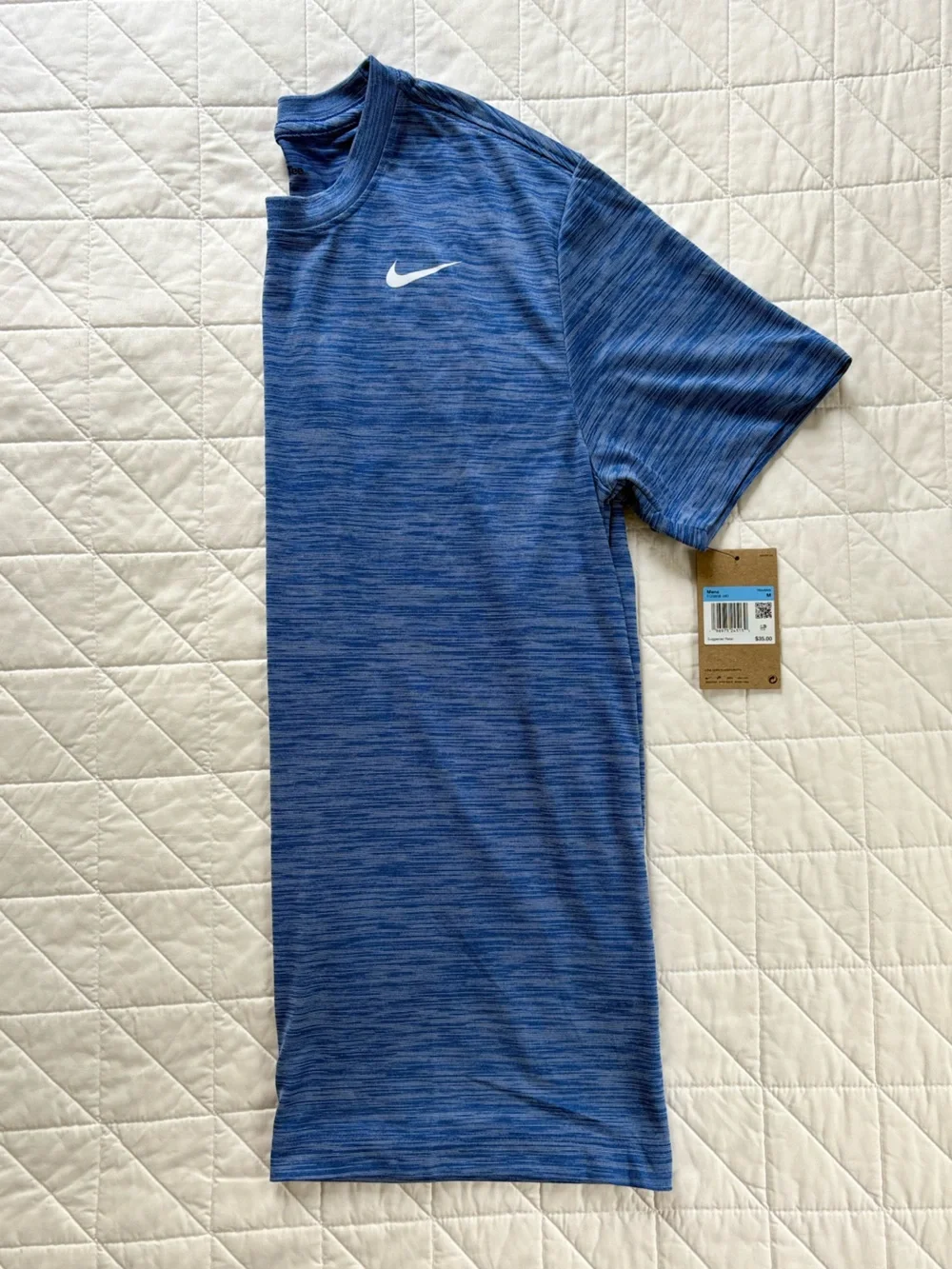 NWT Men's Nike Heather Blue Dri-Fit Athletic Workout T-Shirt - Size Medium